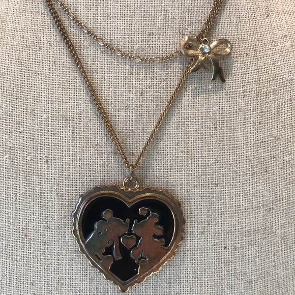 Disney Jewelry - Mickey & Minnie Heart Necklace - Barely Worn!